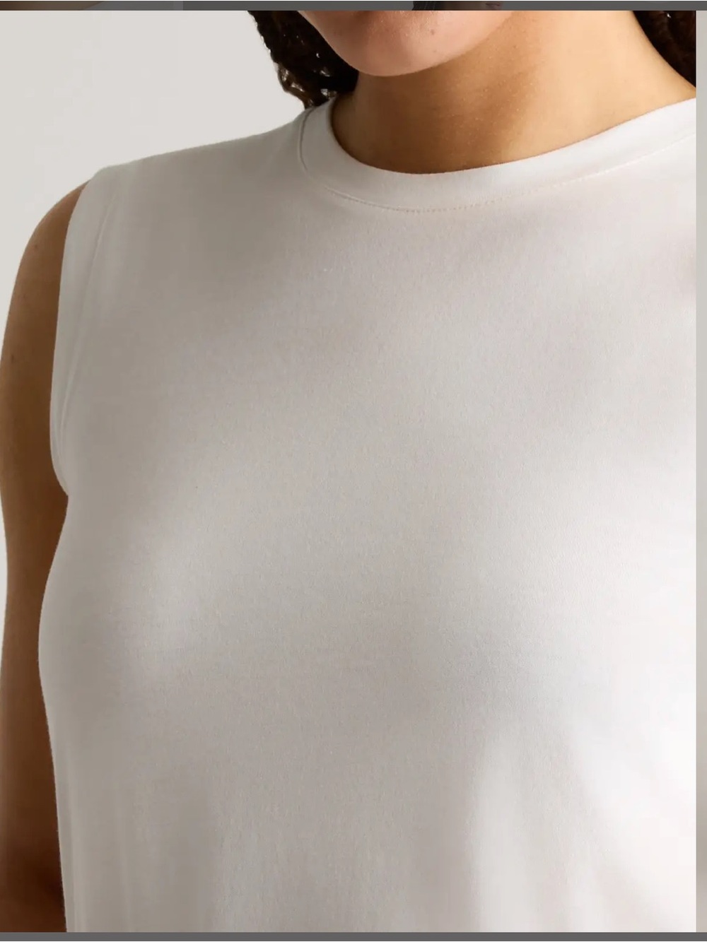 Quince Crispy White Breathable Cotton Modal Blend Minimalist Crewneck Tank